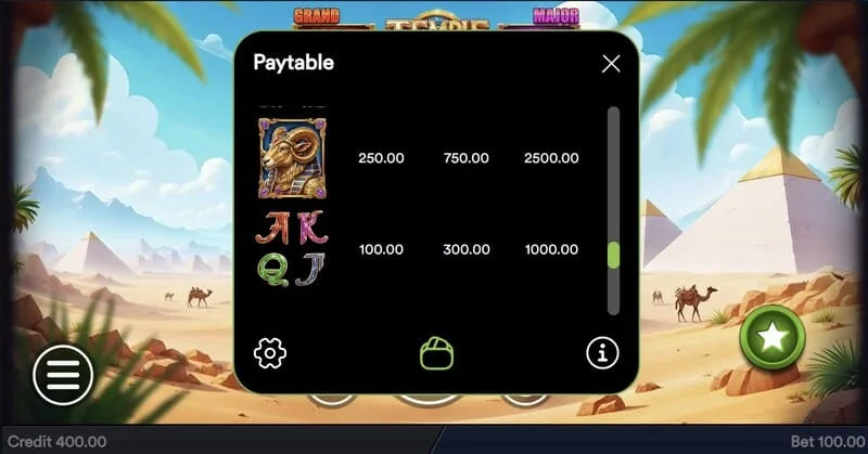 Temple of Treasures - okno Buy Feature do zakupu bonusu